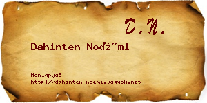 Dahinten Noémi névjegykártya